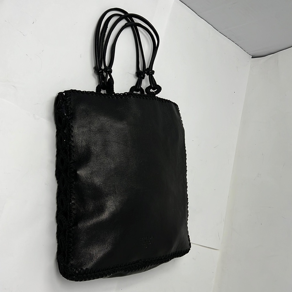 Prada Leather And Crochet Small Tote Bag - Picture 2 of 16
